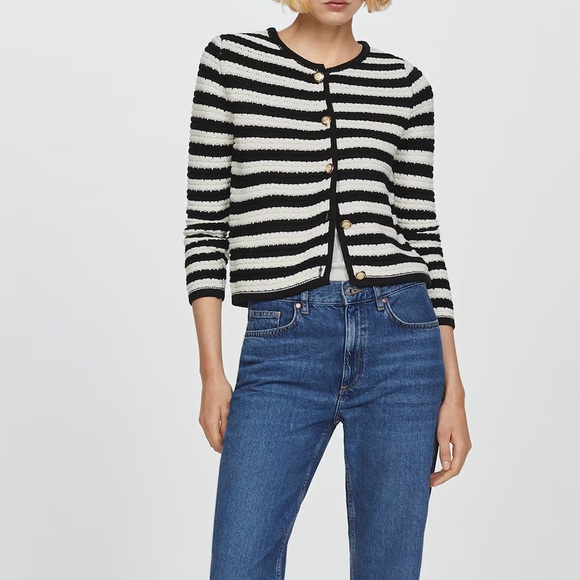 {Mango} Striped Cardigan with Jewel Buttons - Size S - Picture 5 of 12